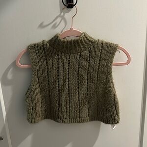 PLT cropped turtleneck knit top